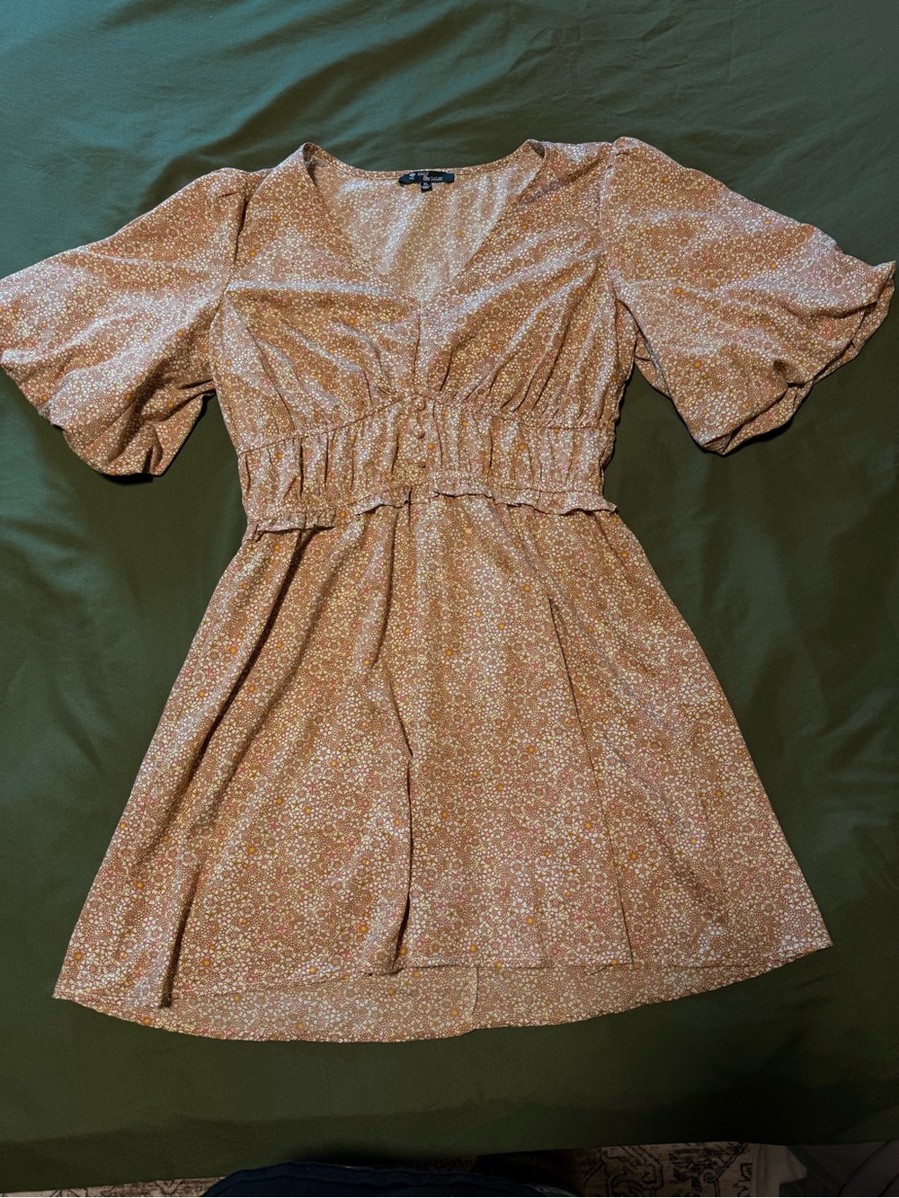 Mini Dress with Smocked Waist in Rust Floral